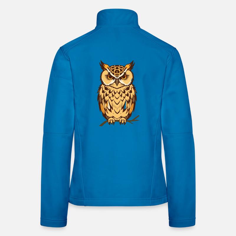 Stilisierte Eulemit Tribal Muster Frauen Softshelljacke