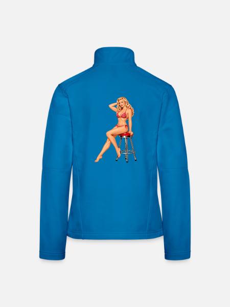 Rockabilly Pin-up Girl auf Barhocker Vintage - Frauen Softshelljacke - Lichtblau - Hinten