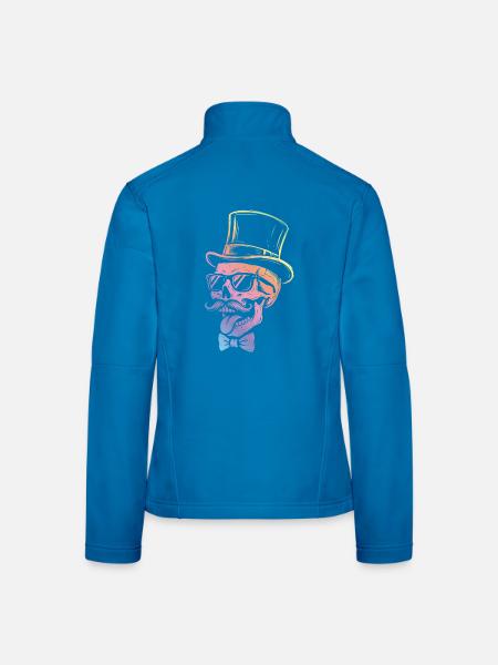 Totenkopf Zylinder Sonnenbrille Regenbogen - Frauen Softshelljacke - Lichtblau - Hinten
