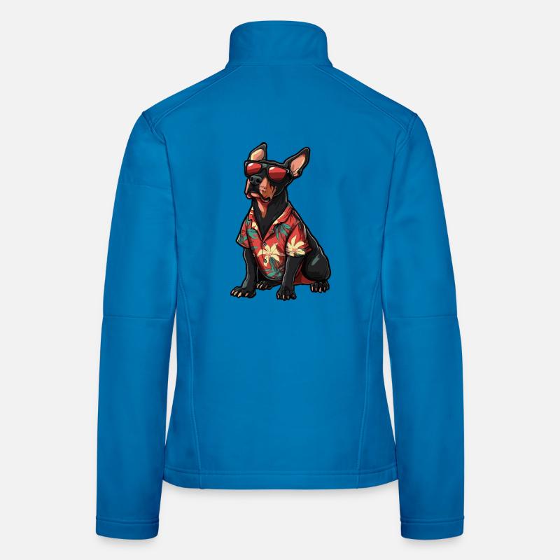 Dobermann Hund Comic Urlaub Frauen Softshelljacke