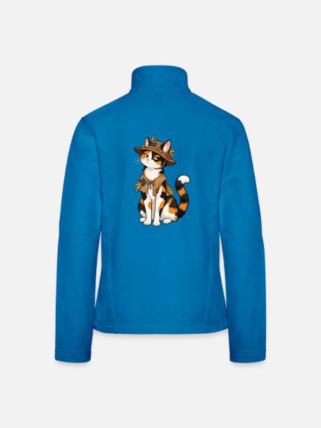 Calico-Katze verkleidet sich als Vogelscheuche - Frauen Softshelljacke - Lichtblau - Hinten