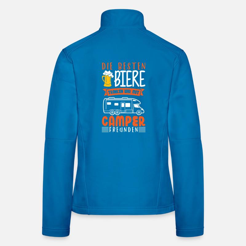 Camping Camper Wohnwagen Wohnmobil Bier Frauen Softshelljacke