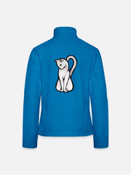 Mondbeschienenes weißes Katzen-Aquarell - Frauen Softshelljacke - Lichtblau - Hinten