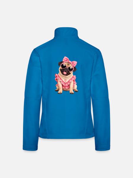 Mops Hund süßer Mops niedlicher Mops - Frauen Softshelljacke - Lichtblau - Hinten