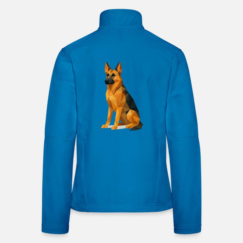 Deutscher Schäferhund in Low Poly Frauen Softshelljacke
