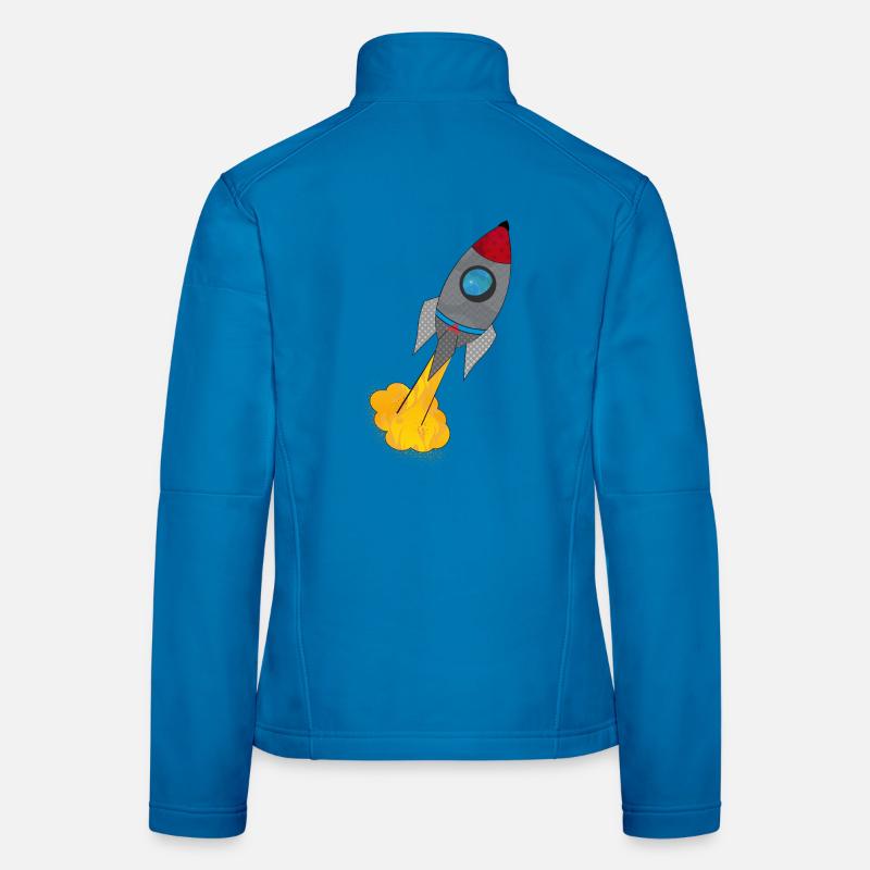 Colorful rocket at launch Women's Softshell Jacket