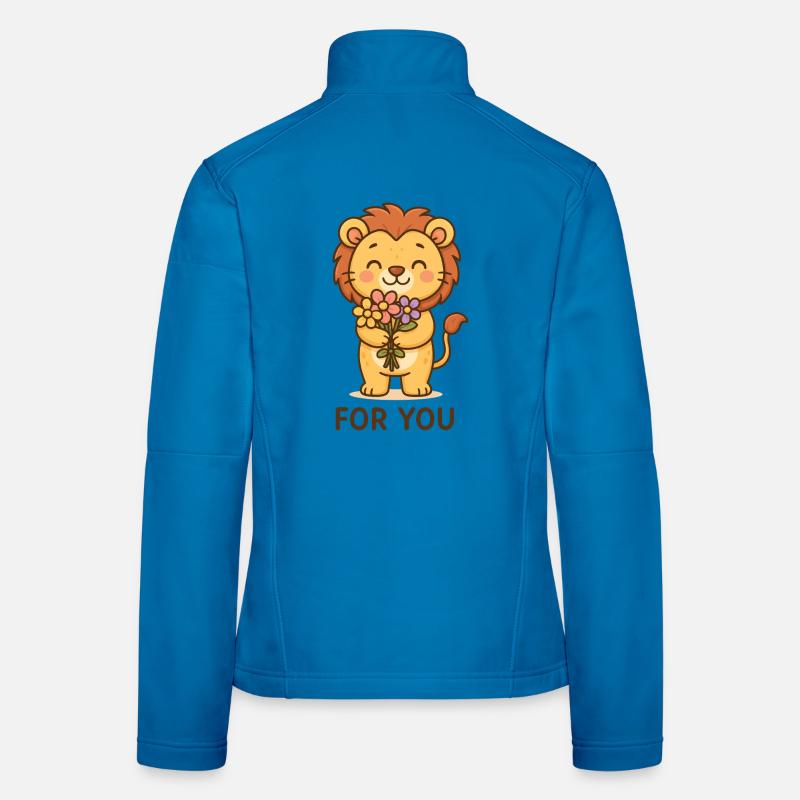 Lion avec des fleurs - Conception de cadeau mignon pour vous Veste en tissu softshell Femme