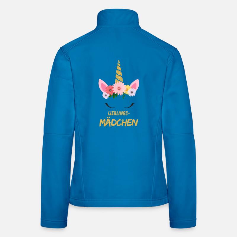 Lieblingsmädchen – Süßes Einhorn mit Blumen & gold Frauen Softshelljacke