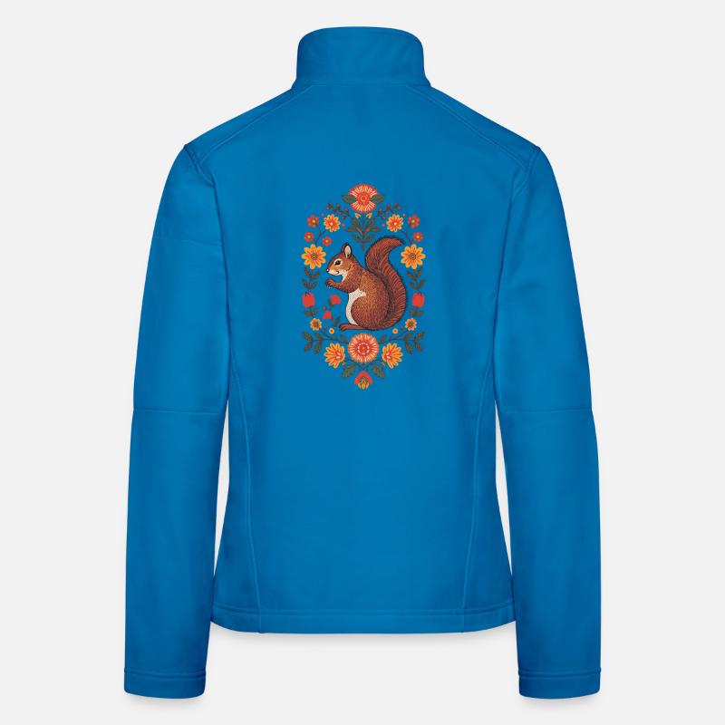 Écureuil dans une couronne de fleurs Veste en tissu softshell Femme