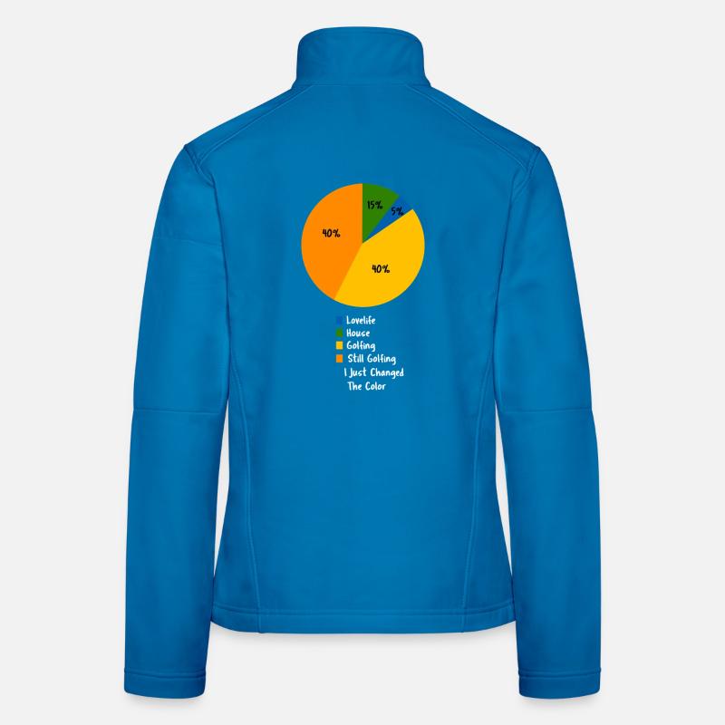 Funny Golfing Pie Chart Hobby Humor Graphic - Women's Softshell Jacket - light blue