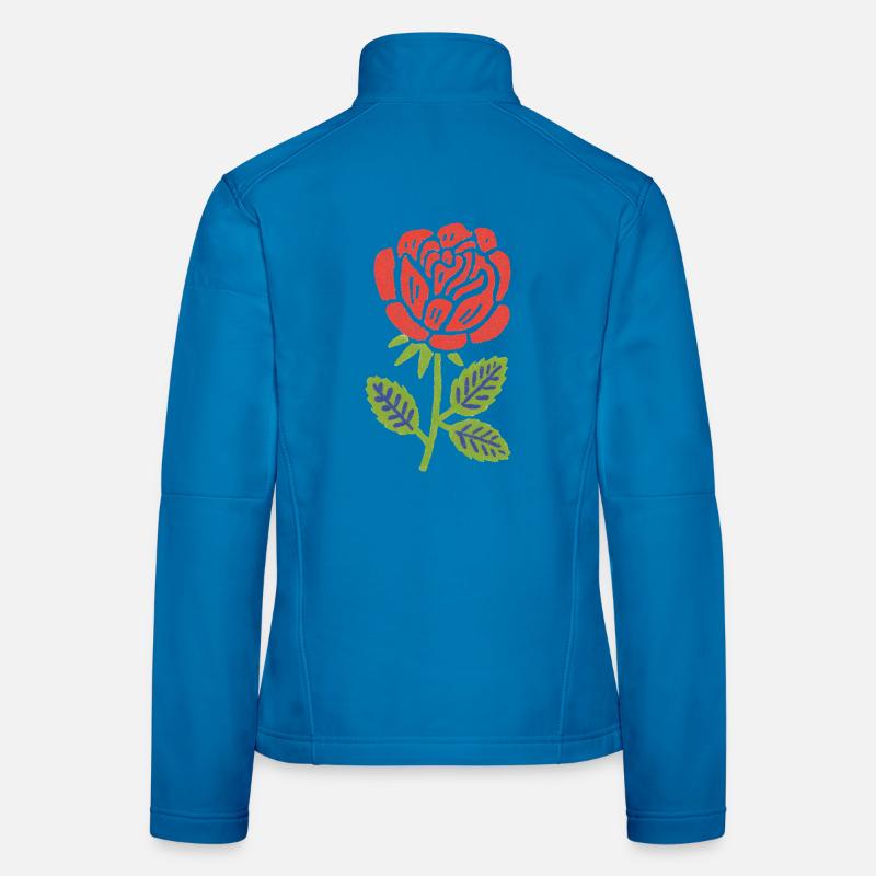 Graphique de la rose rouge avec feuilles Veste en tissu softshell Femme