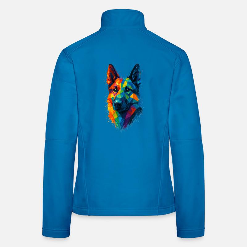 Low Poly Geometric German Shepherd Dog Frauen Softshelljacke
