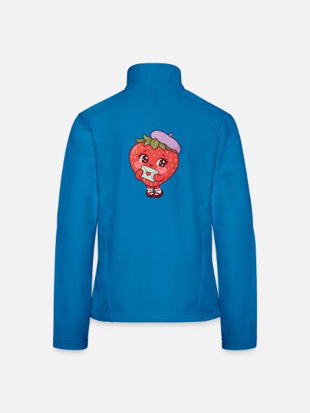Erdbeere mit Liebesbrief – niedliche Fruchtfigur - Frauen Softshelljacke - Lichtblau - Hinten