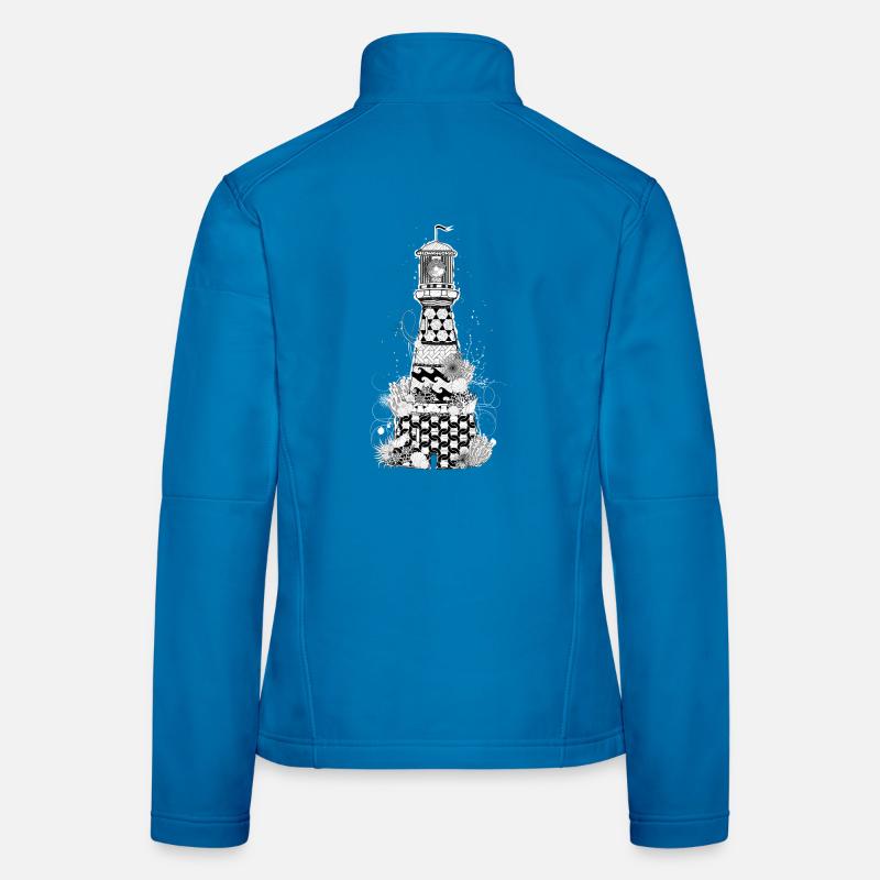 Detailed lighthouse with shells and corals Women's Softshell Jacket