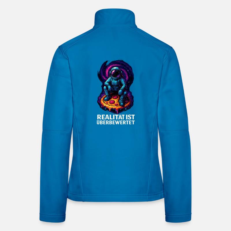 Astronaut auf Pizza im Kosmos Frauen Softshelljacke