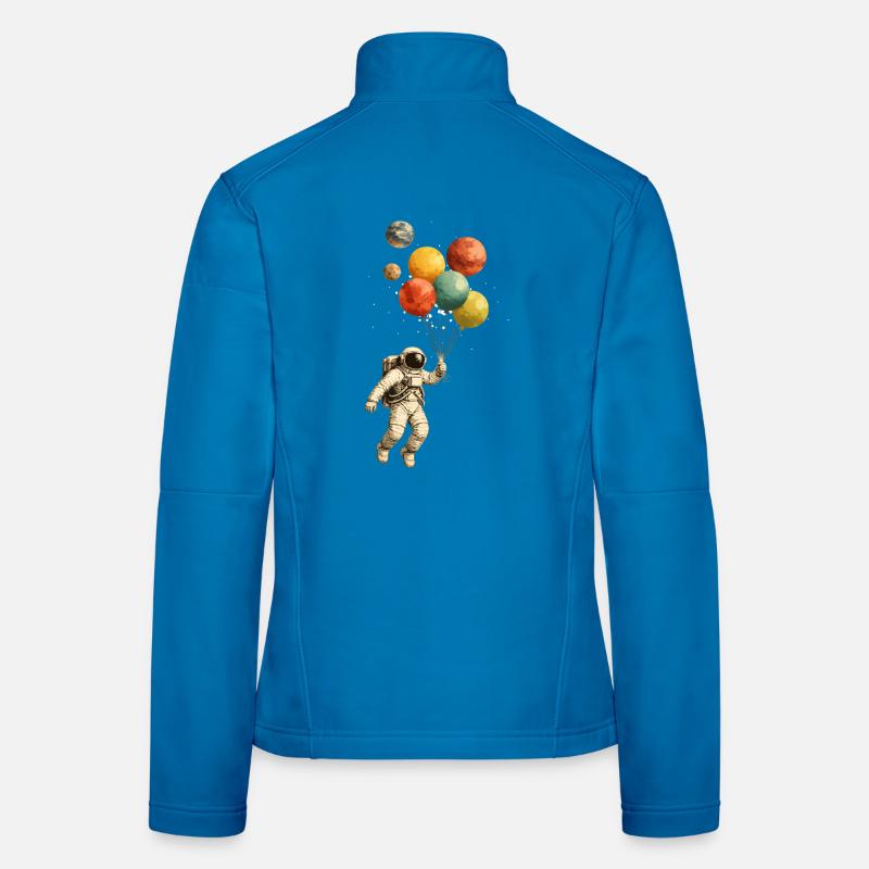 Astronaute avec des ballons planétaires dans l’espace Veste en tissu softshell Femme