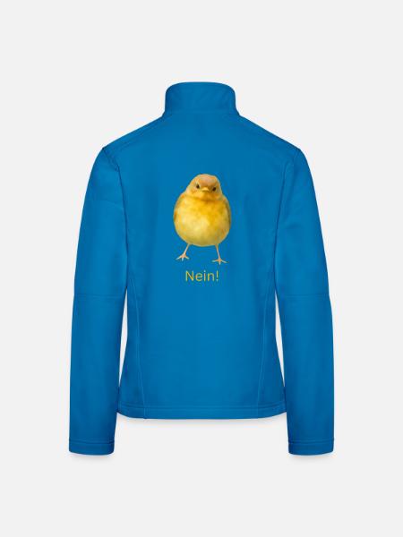 Frecher kleiner Vogel mit Spruch NEIN ! - Frauen Softshelljacke - Lichtblau - Hinten