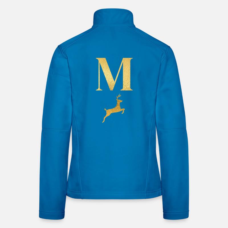 Buchstabe m goldener Hirsch - Geschenkidee Frauen Softshelljacke