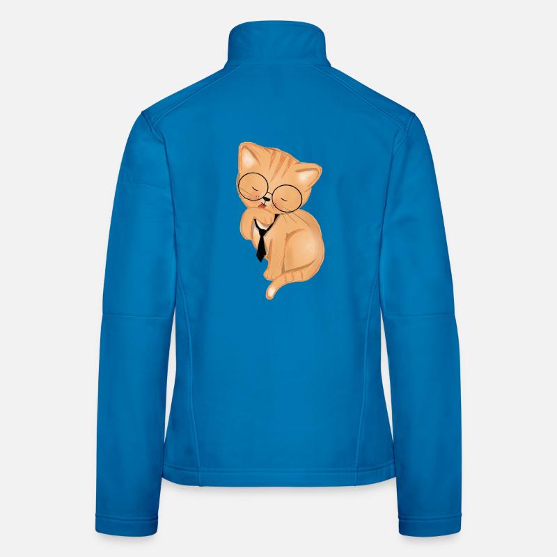 Office Cat with Tie Women's Softshell Jacket