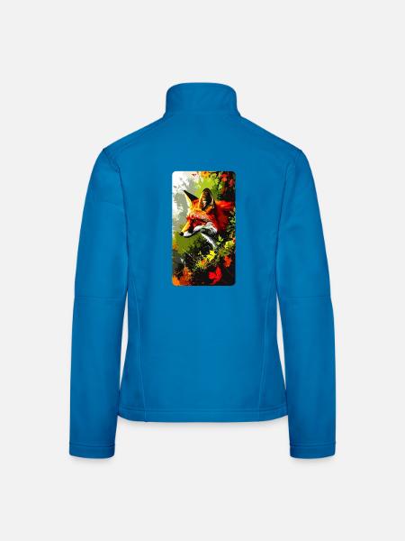 Fuchs im Wald im Herbstlaub (Blick nach Links) - Frauen Softshelljacke - Lichtblau