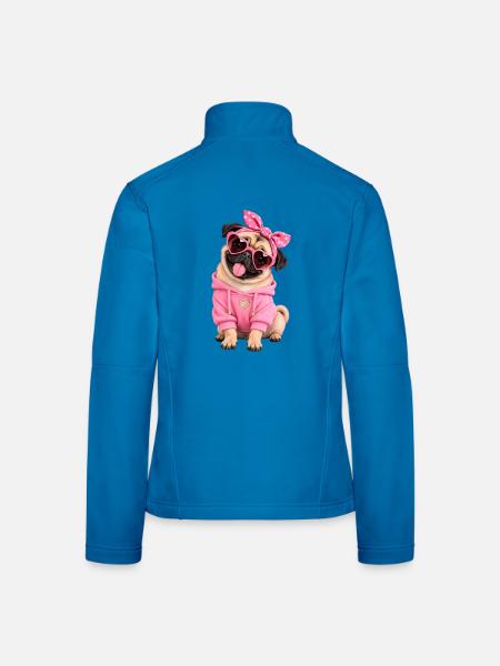 Mops Hund süßer Mops niedlicher Mops - Frauen Softshelljacke - Lichtblau - Hinten