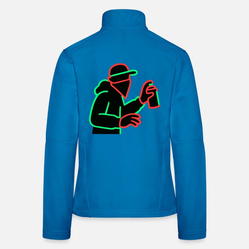 Neon Graffiti Sprayer Silhouette Women's Softshell Jacket