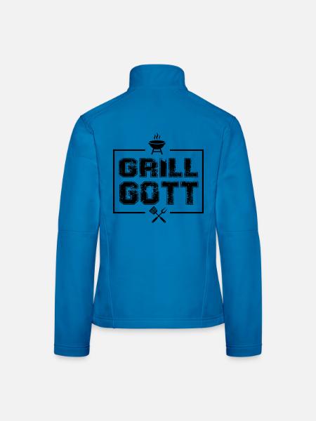 Grillgott Grillsprüche Chef BBQ Grillparty - Frauen Softshelljacke - Lichtblau - Hinten