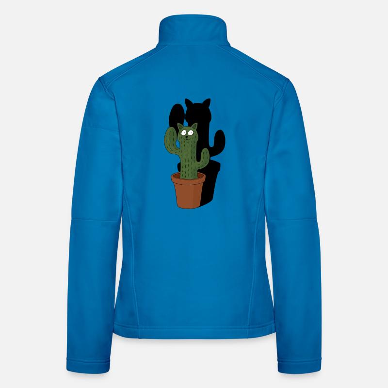Cat as cactus in flower pot with shadow - Women's Softshell Jacket - light blue