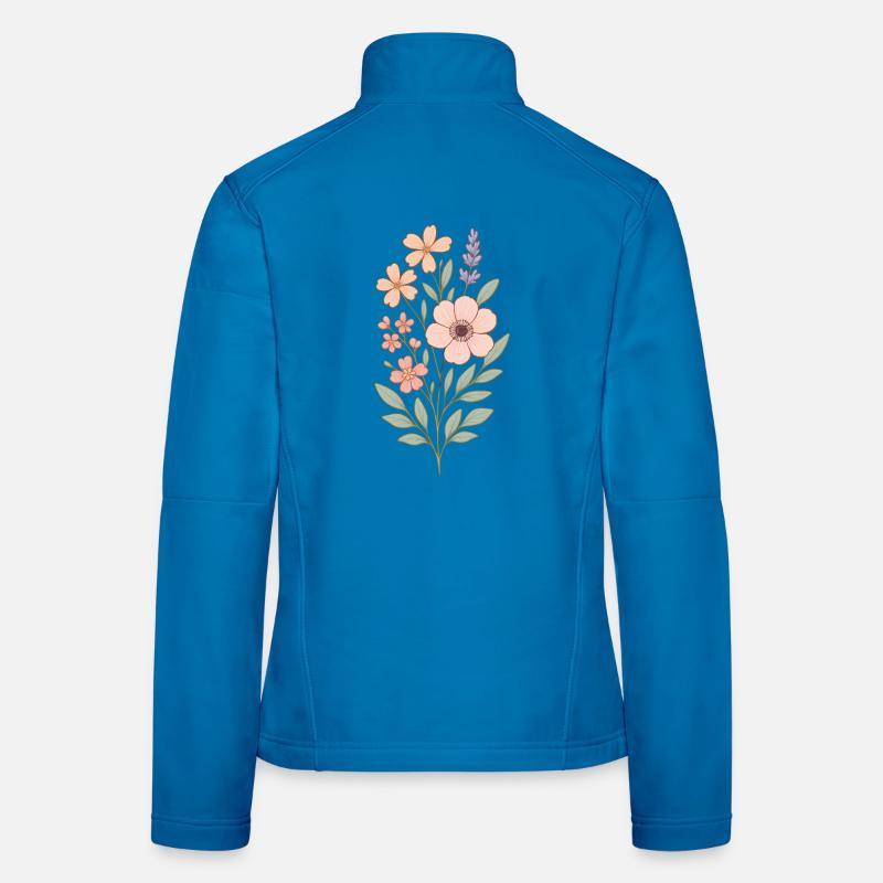 Bouquet aquarelle fleurs pastel Veste en tissu softshell Femme