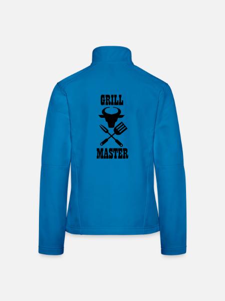 BBQ Besteck Bulle und Text 'Grillmeister' - Frauen Softshelljacke - Lichtblau - Hinten