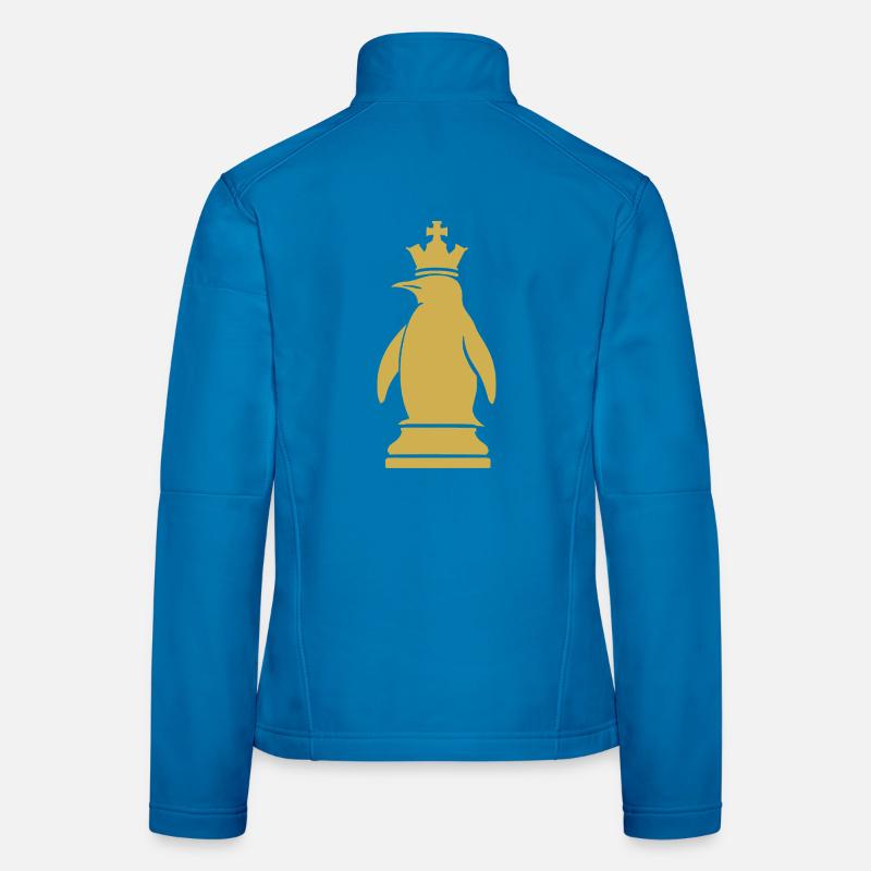 Whimsical Penguin Chess Player Minimalist Women's Softshell Jacket