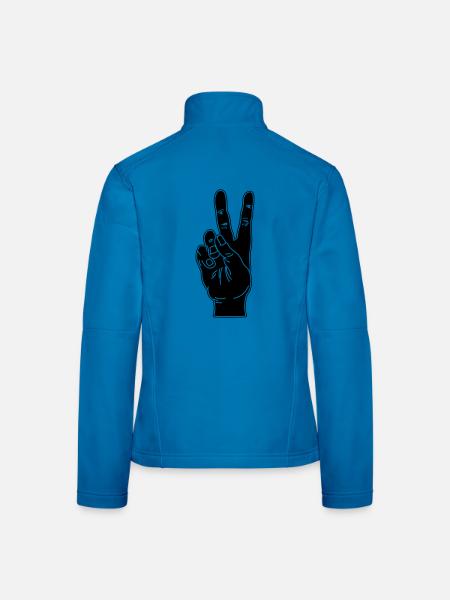 Geste de la main noire paix - Veste en tissu softshell Femme - bleu clair - Dos