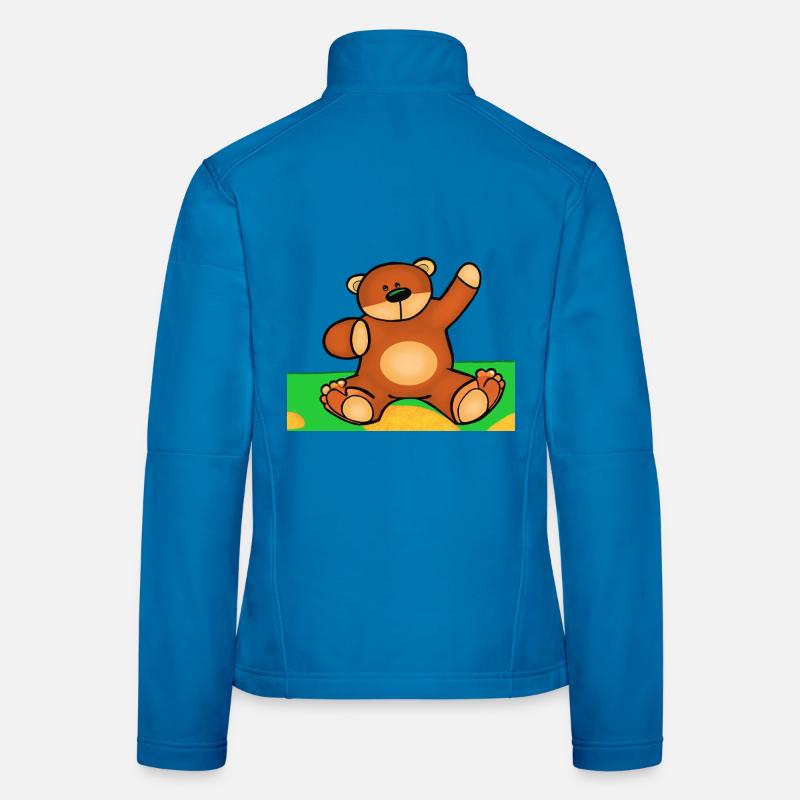 Cute little teddy bear sitting in the grass - Women's Softshell Jacket - light blue