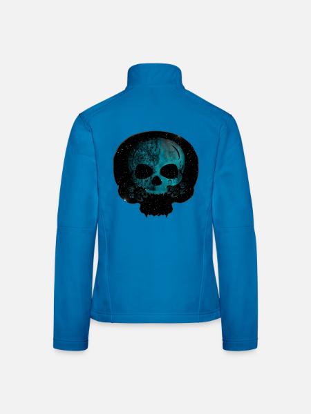 Katzenschädel, Gothic motiv, Sternenmuster - Frauen Softshelljacke - Lichtblau - Hinten