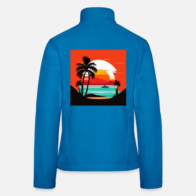 Coucher de soleil tropical sur la plage de palmiers Veste en tissu softshell Femme