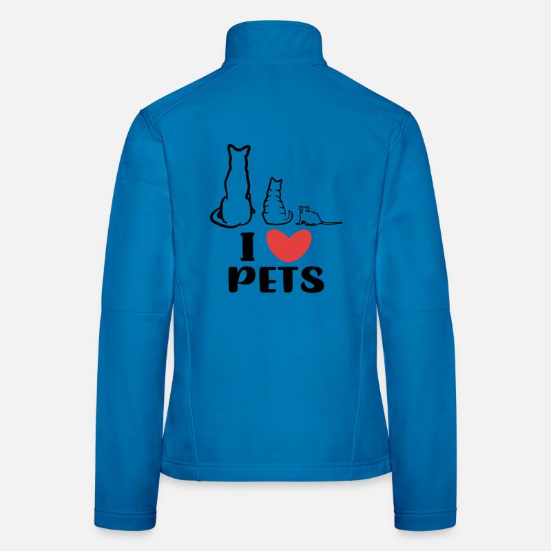 I Love Pets Cat Dog Mouse Statement Heart Women's Softshell Jacket