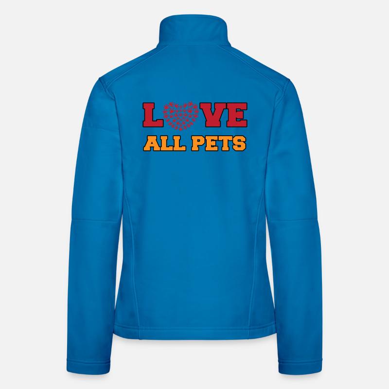 J’aime les animaux de compagnie Déclaration de cœur Animaux de compagnie Veste en tissu softshell Femme