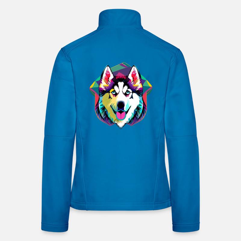 Farbenfroher Husky  - Frauen Softshelljacke - Lichtblau