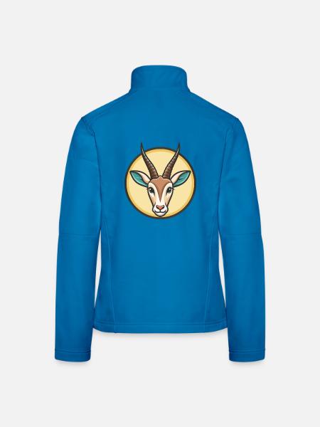 Oryx Kawaii Dessin animé Personnage Animal Animal Visage - Veste en tissu softshell Femme - bleu clair - Dos