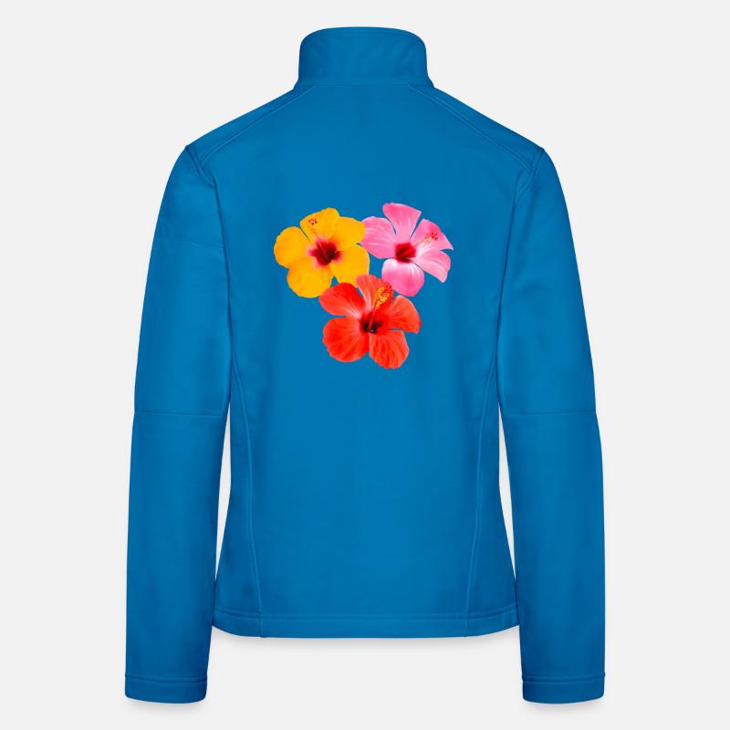 Trio d’hibiscus - Fleurs tropicales Veste en tissu softshell Femme