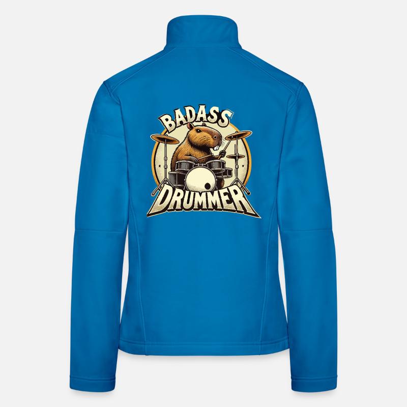 Badass Drummer Capybara cool gift Women's Softshell Jacket