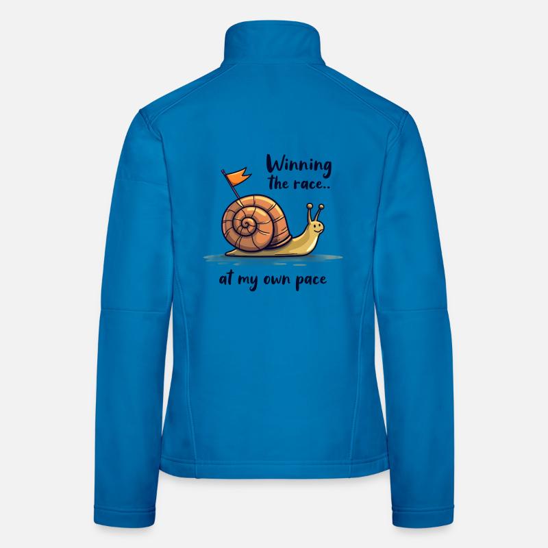 Snail with flag "Winning the race" - Women's Softshell Jacket - light blue