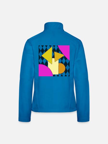 Geometrische Abstraktion Neon Pink - Frauen Softshelljacke - Lichtblau - Hinten