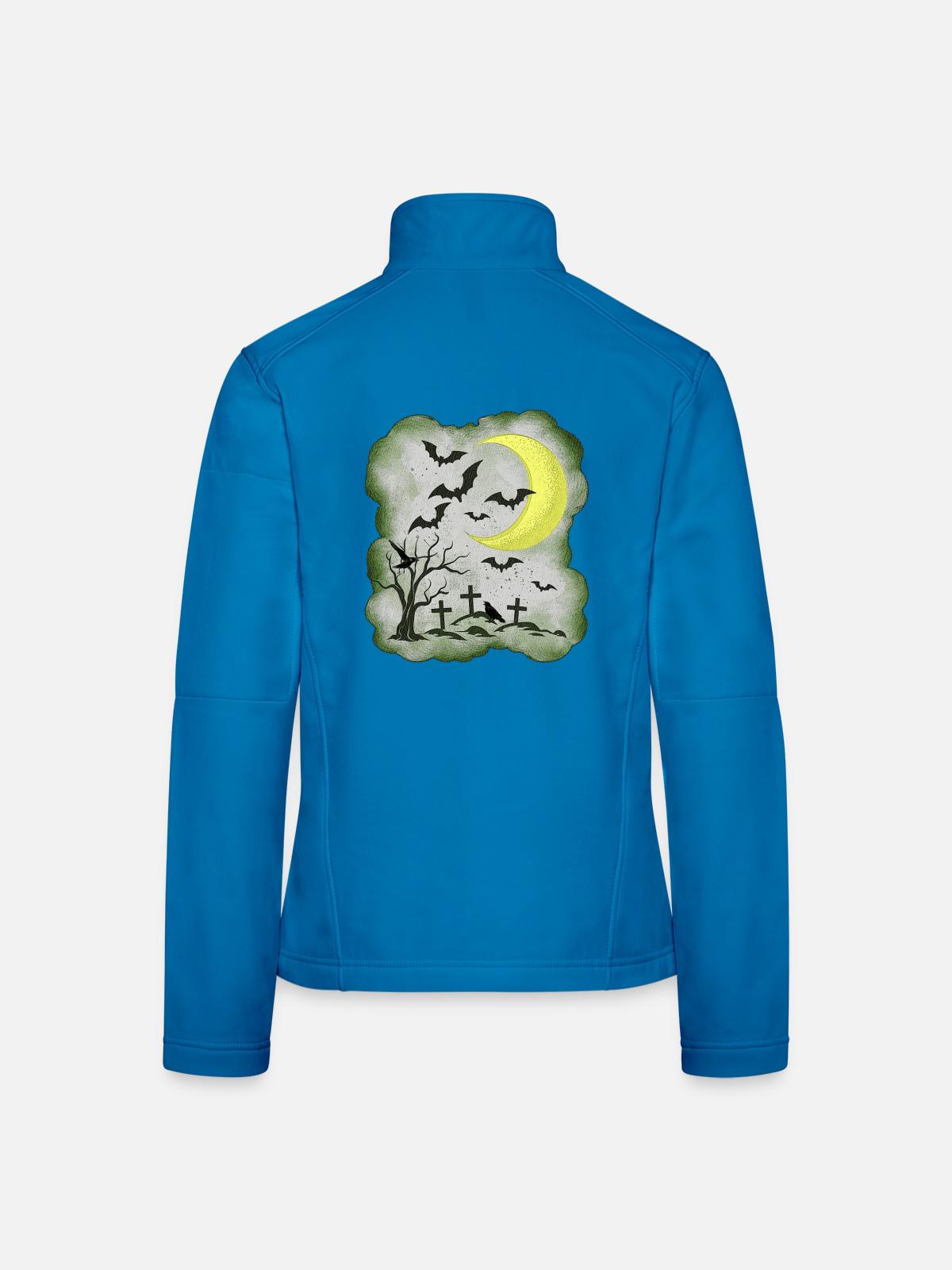 NachtMotiv gräber und Fledermäuse - Frauen Softshelljacke - Lichtblau - Hinten