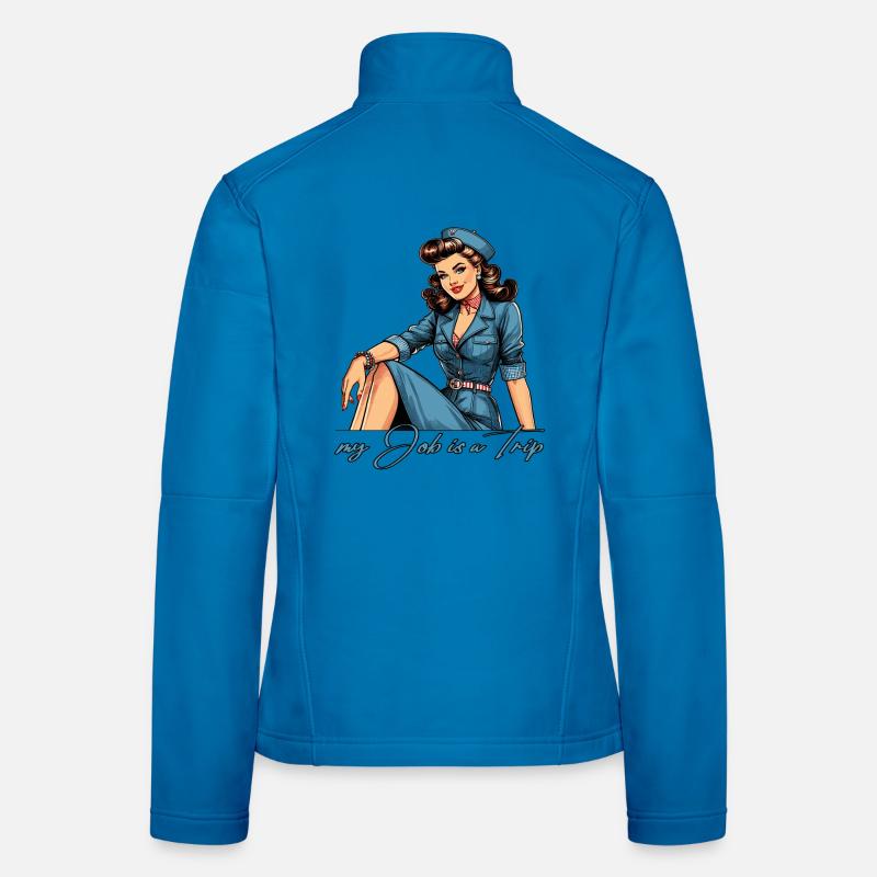 Pin Up Retro Stewardess Beruf Reise Geschenk Frauen Softshelljacke