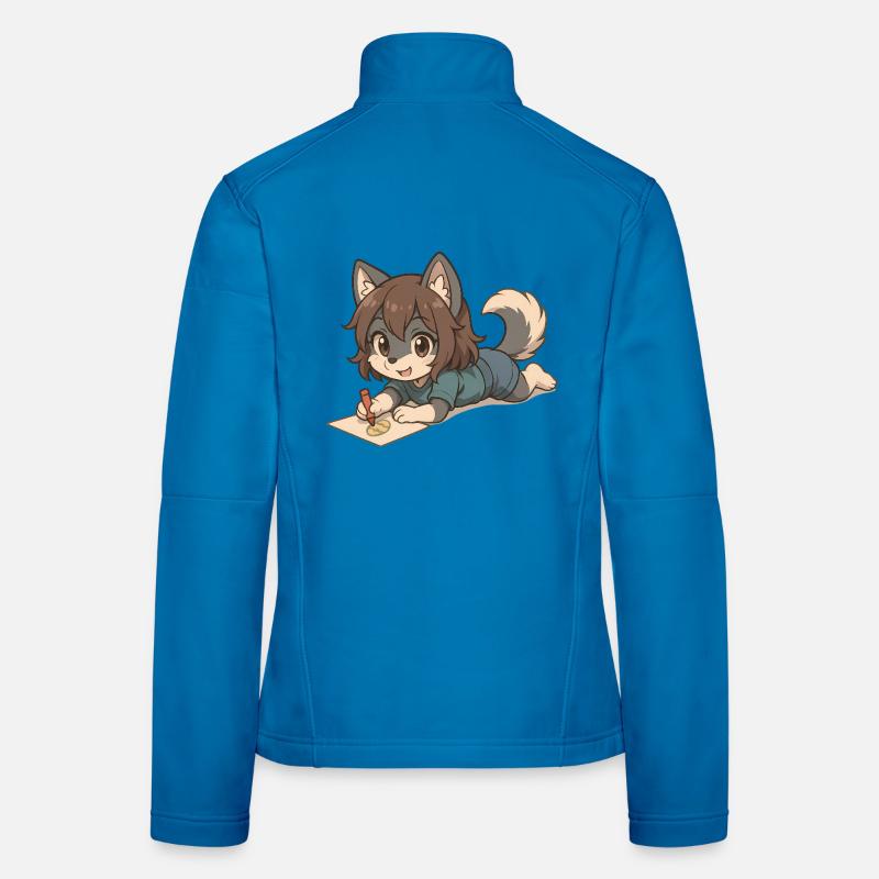 Chibi Wolf Pup – Zeichnendes Wolfs-Kind Motiv - Frauen Softshelljacke - Lichtblau