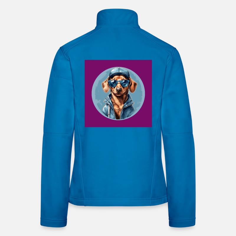 Teckel Teckel avec lunettes de soleil et sweat à capuche Veste en tissu softshell Femme
