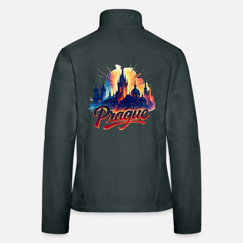 Prague Capitale République tchèque Silhouette Cadeau Veste en tissu softshell Femme