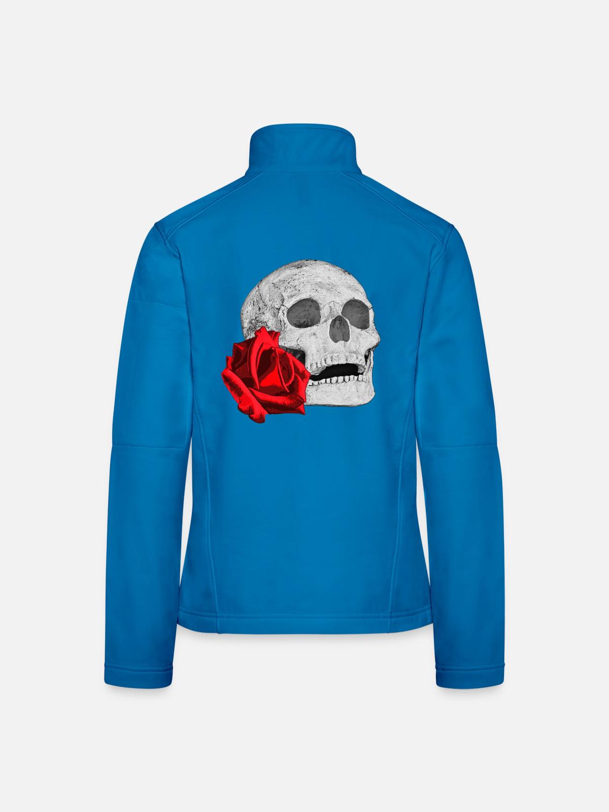 Schädel mit roter Rose - Frauen Softshelljacke - Lichtblau - Hinten
