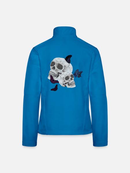Menschenschädel und Schmetterlinge Tattoos - Frauen Softshelljacke - Lichtblau - Hinten